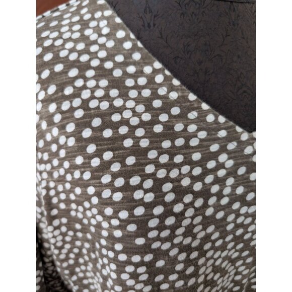 Chicos Womens V-Neck Polka Dot Print Top Size L 100% Cotton Lightweight 3/4 Slee - Picture 3 of 7